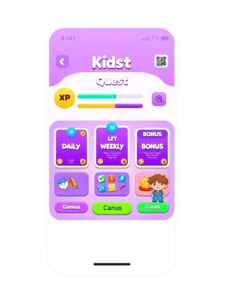 Chore Quest kids quest mode with XP bar and daily quests